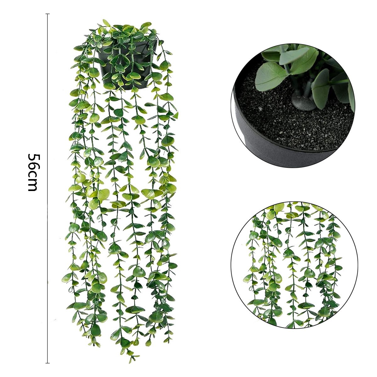 Artificial colgante planta Mandala eucalipto por hojas Vine falso en maceta decoración interior y exterior