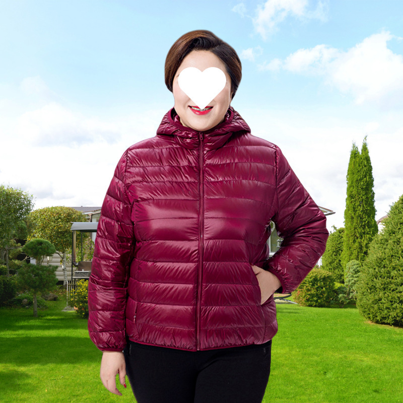 2024冬季加肥加大码轻薄羽绒服女短款200斤胖妈妈中老年薄款反季