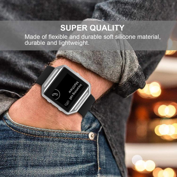 Para Fitbit Blaze xDfind hebilla de acero twill sólido correa de silicona S / L