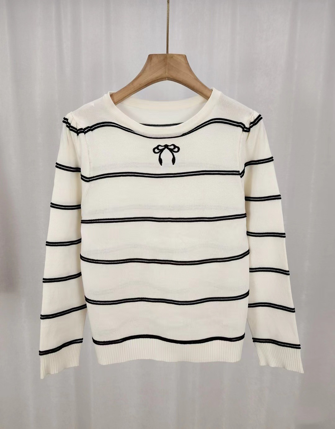 182g Weight Long Sleeve Sleeve Length Pullovers Placket Type Spandex, Polyester, Polyacrylonitrile Fiber Fabric Type Wholesale Women's Spandex Polyester Polyacrylonitrile Fiber Casual Elegant Sweet Stripe Bow Knot Long Sleeve Sweaters & Cardigans