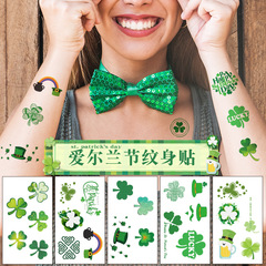 New cross-border waterproof sweat cuckold shamrock face Irish Festival sticker St. Patrick tattoo sticker
