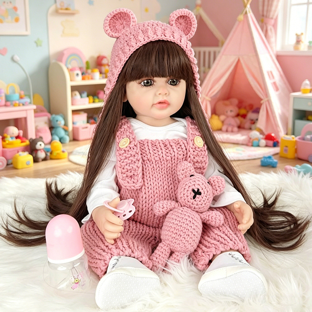 Rebirth doll, realistic baby, 55cm, dress-up, girl's birthday gift, toy, cross-border hot selling item, dropshipping wholesale.