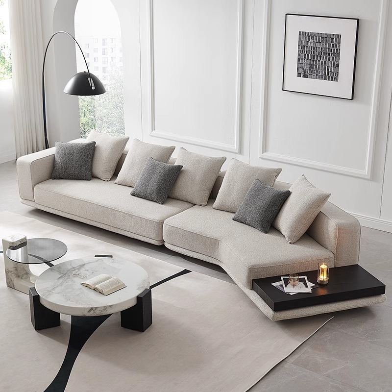 Italian Minimalist Horizon Leather Sofa Simple Modern Villa Living Room Shaped Corner Large Flat Sofa Combination