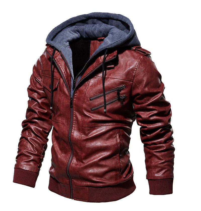 Polyurethane Autumn Jacket, European Style, Plus Sizes, Hooded with Velvet/Fleece Lining