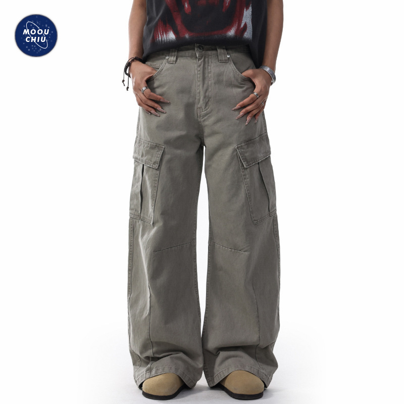 Men's Clothing | American Street Retro Deconstructed Scimitar Casual Pants Men's Vibe Loose Straight Wide-Leg Cargo Pants