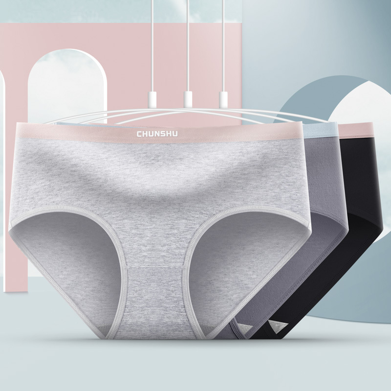 [independent] popular cotton underwear women waist comfortable breathable cotton crotch briefs girls shorts head