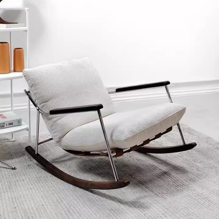 Mecedora Fica, sofá de salón de ocio de lujo ligero moderno, balcón, diseñador, mecedora para dormir individual, silla individual