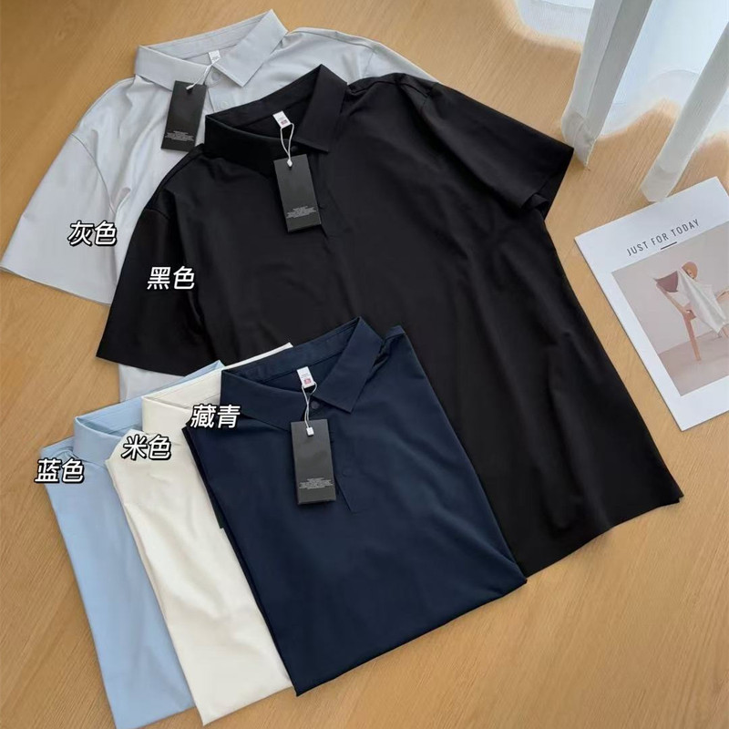 Men's Summer Polo Short-Sleeve T-Shirt with Dior Shoulder Logo Print, Casual Quick-Dry Turn-Down Collar T-Shirt, Available for Dropshipping
