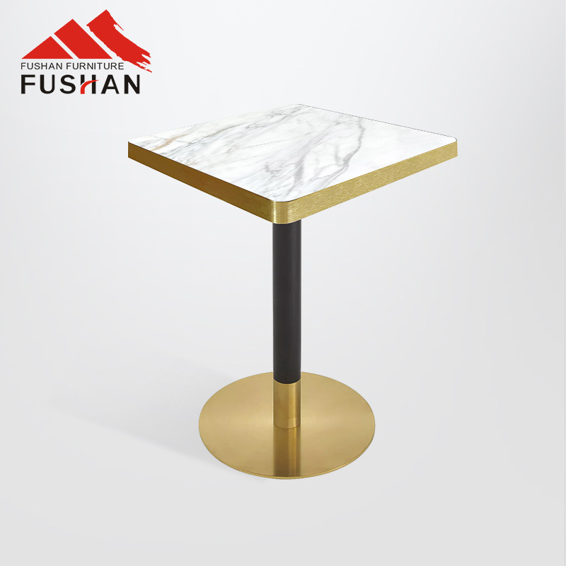 Commercial Accessible Luxury Slate Stainless Steel Dining Table Bar Popular Coffee Shop Western Restaurant Table Hotel Negotiation Table and Chairs