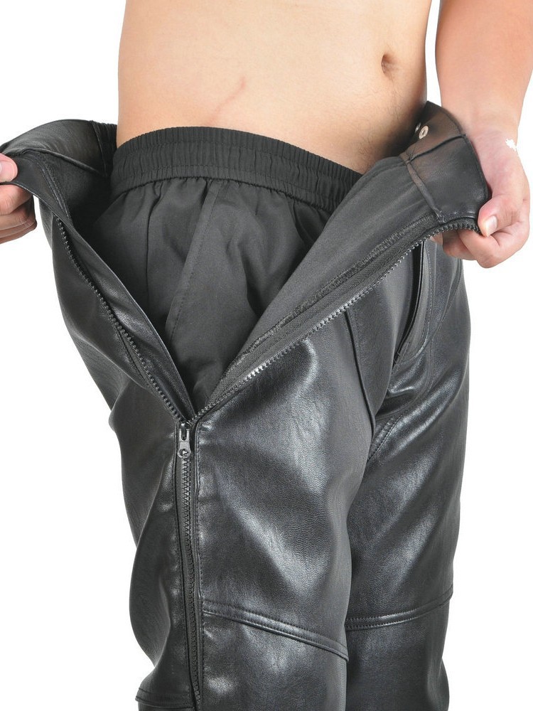 VOLERO anti-caída calentamiento pantalones de motocicleta con pantalones de algodón impermeables a prueba de viento pantalones de cuero PU para el exterior