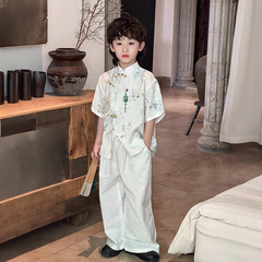 国风汉服男童夏季短袖套装儿童古风服装新中式宝宝演出服一件代发