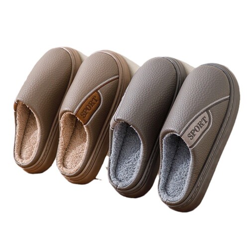 Winter new cotton slippers for men, extra-large size, furry, indoor non-slip, warm, thick sole with thick velvet for men