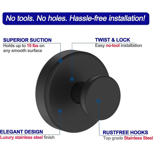 Stainless steel suction cup hooks without drilling, non-marking shelf, kitchen and bathroom vacuum hangers, glass towels