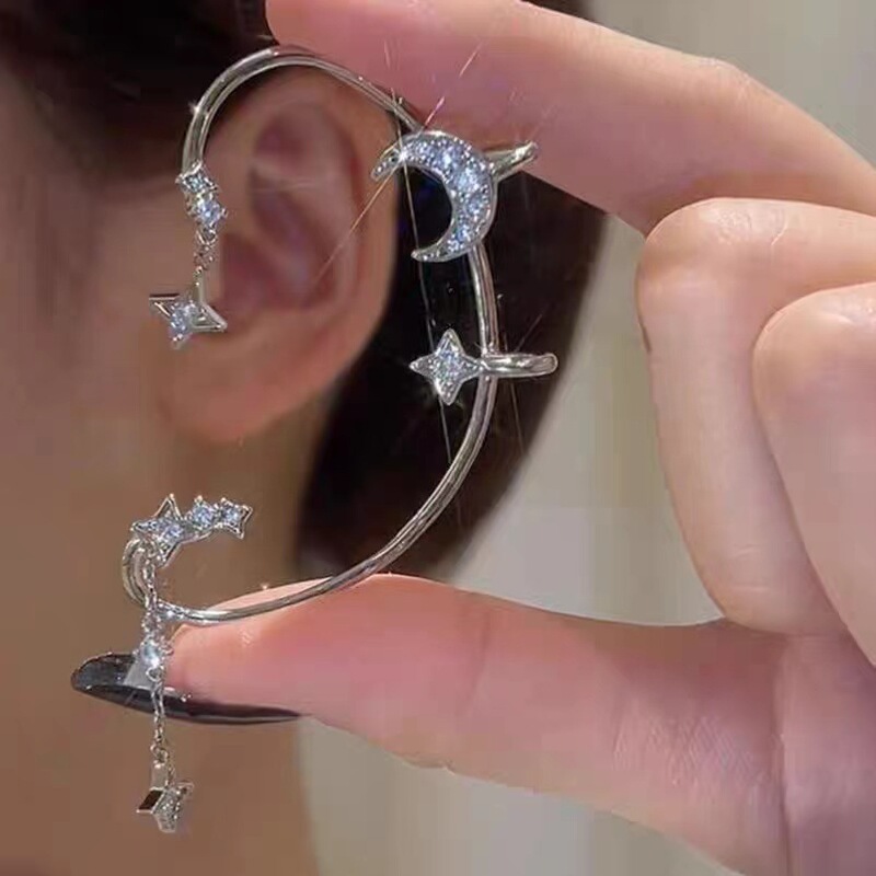 超フラッシュ蝶耳掛け無耳穴耳クリップ女性一体式イヤリング気質個性ファッション|undefined