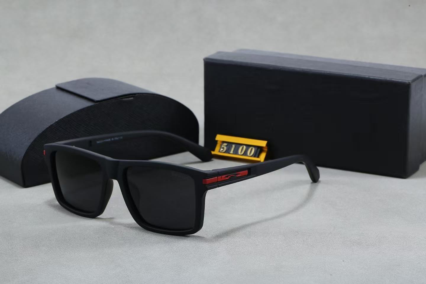 Prada Linea Rossa Square-Frame Nylon Sunglasses Matte Black Black (5100)
