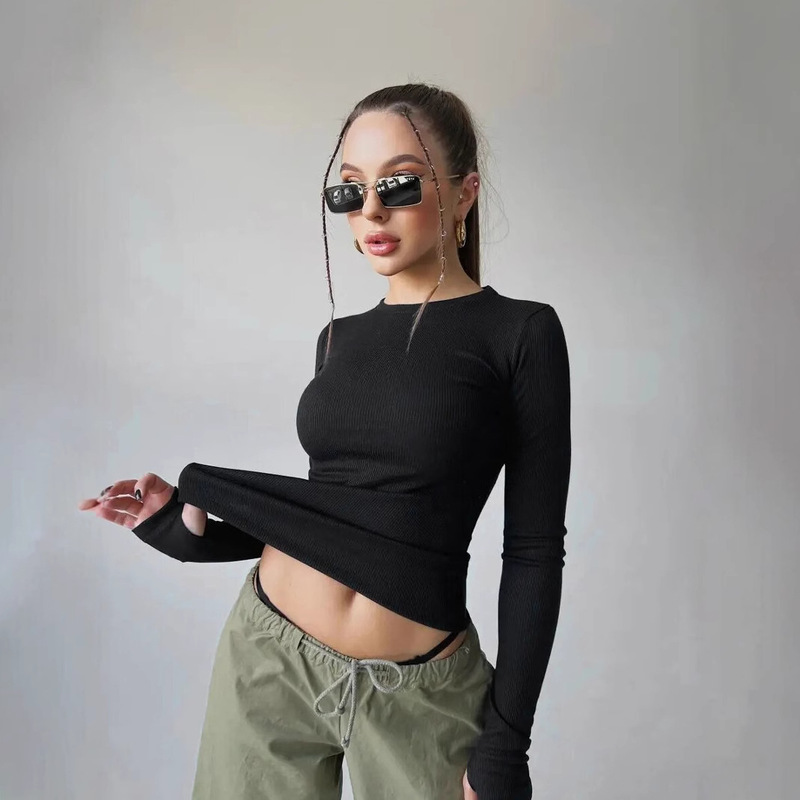 Amazon Fashion Hot Y2K Tight Casual Long Sleeve Breathable Base Shirt All-match Outer Wear Moisture-wicking T-shirt Amazon Fashion Hot Y2K Tight Casual Long Sleeve Breathable Base Shirt All-match Outer Wear Moisture-wicking T-shirt