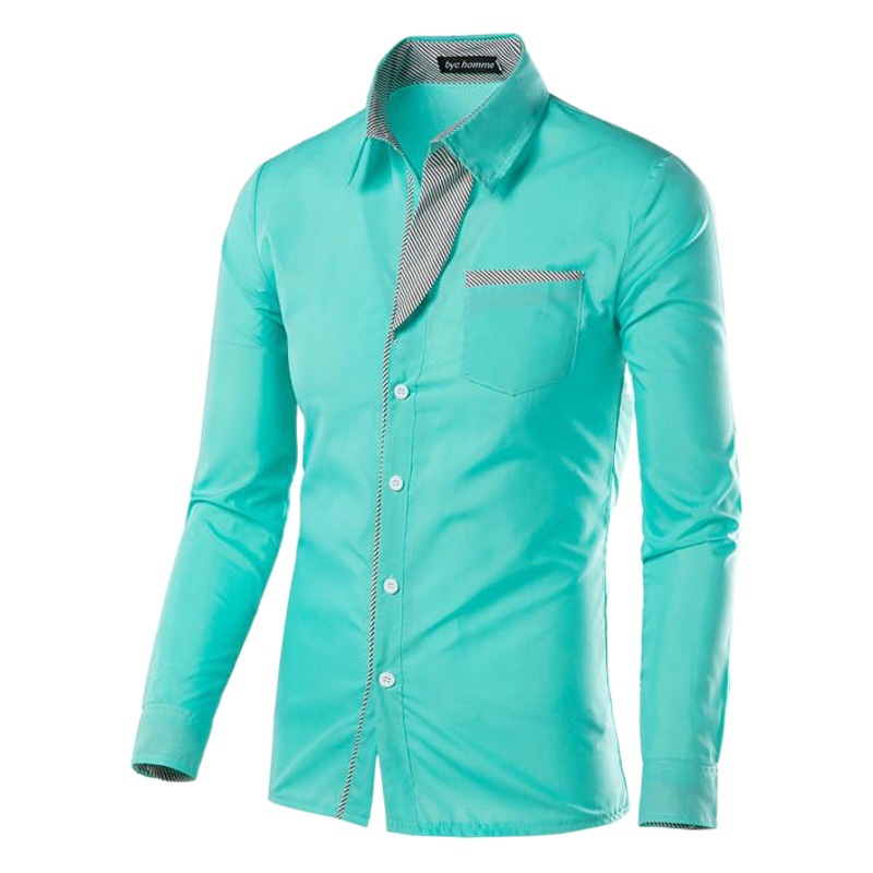 AliExpress EBAY camisa de moda de contraste de color camisa de los hombres a rayas de comercio exterior camisa de manga larga de los hombres Nuevo