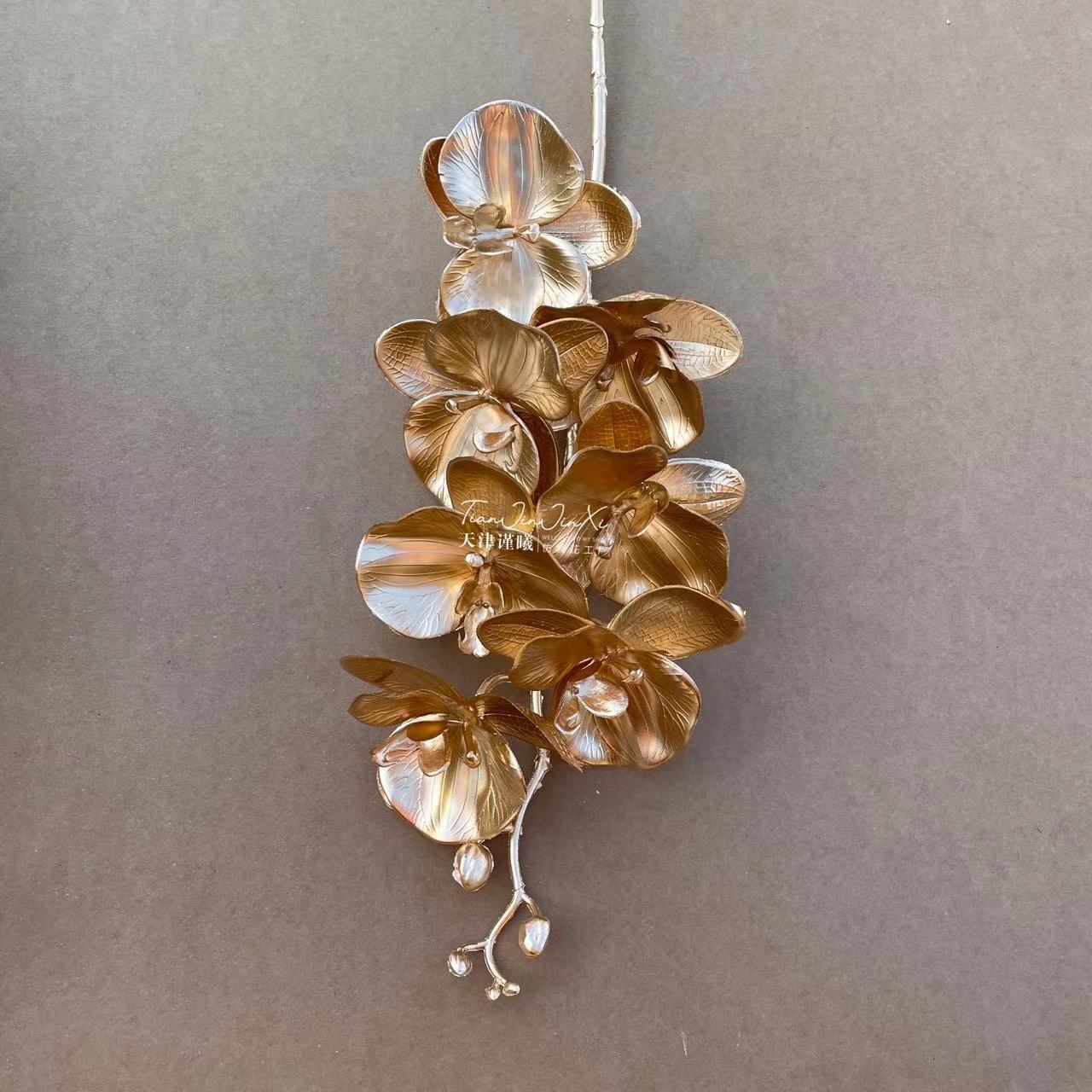 Serie de oro flor artificial Phalaenopsis boda decoración del techo artificial flor artificial accesorios de tiro fábrica al por mayor