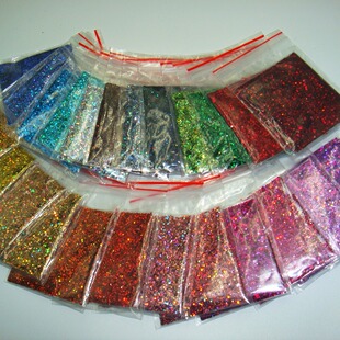 50g 24 laser color 1MM PET environmental protection hexagonal onion powder nail makeup glue Christmas gift