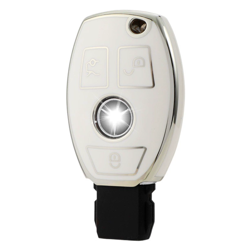 Универсальный мягкий чехол для автомобильного ключа для Mercedes-Benz ABCES класса, корпус автомобильного ключа, защитный чехол из ТПУ серебристый край