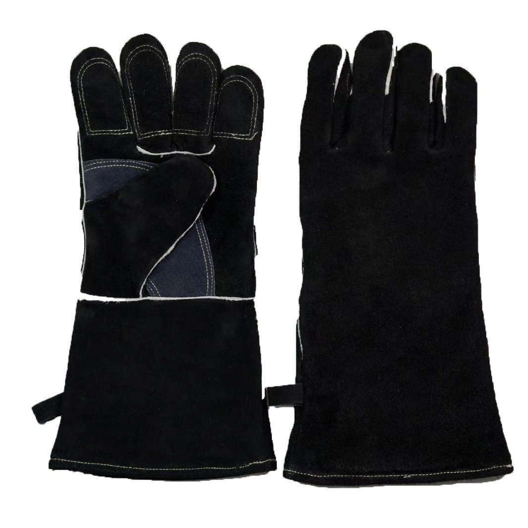 35cm牛皮铝箔加厚多层电焊防滑防割耐高温保暖焊工手套批发弧焊