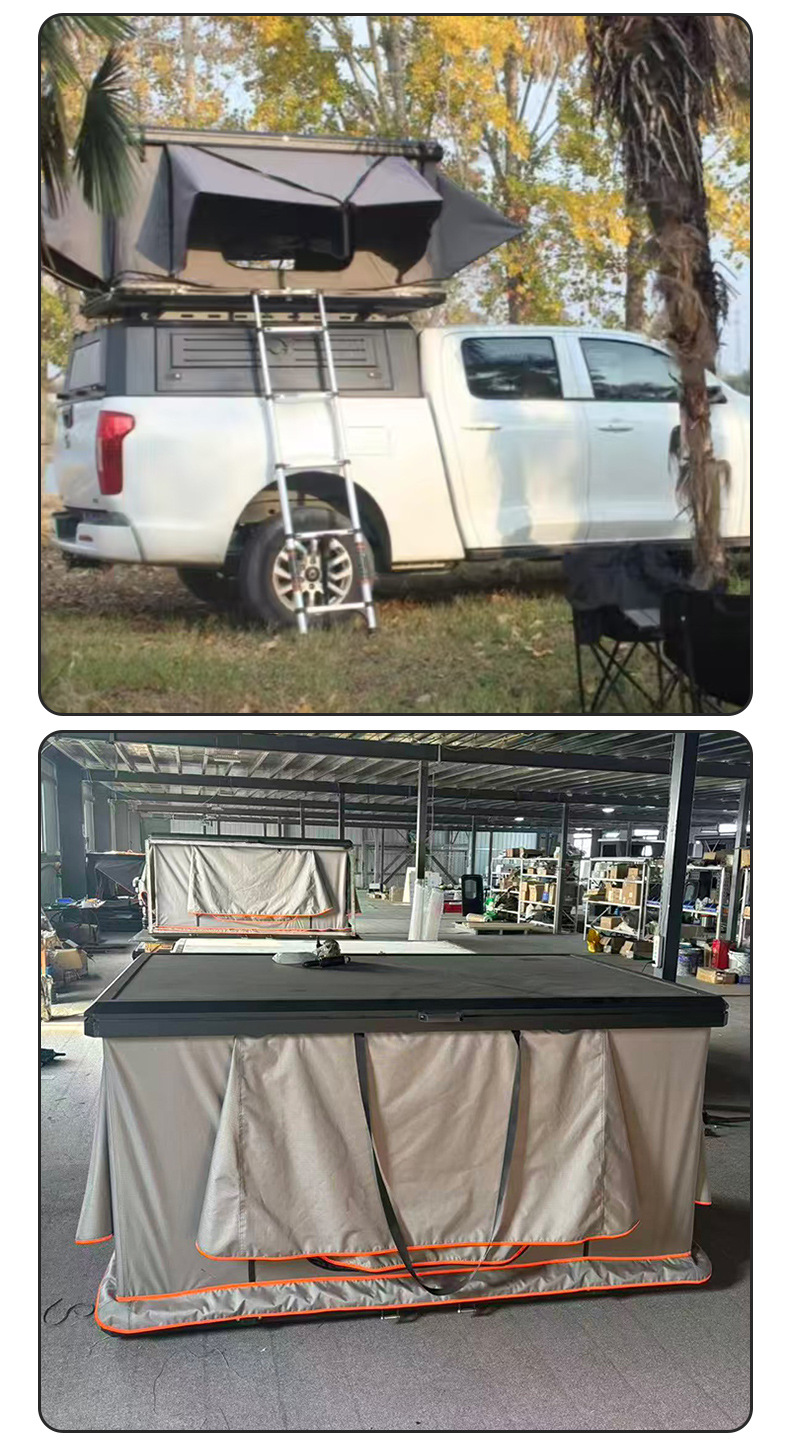 Four-Corner Car Roof Tent, Foldable and Stowable, Hard-Top Outdoor Camping Self-Driving Travel Car Tent Made of Oxford Cloth for 2-3 People