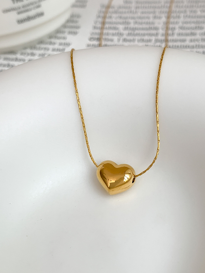Simple Style Heart Shape Titanium Steel Plating Pendant Necklace_colorza_5