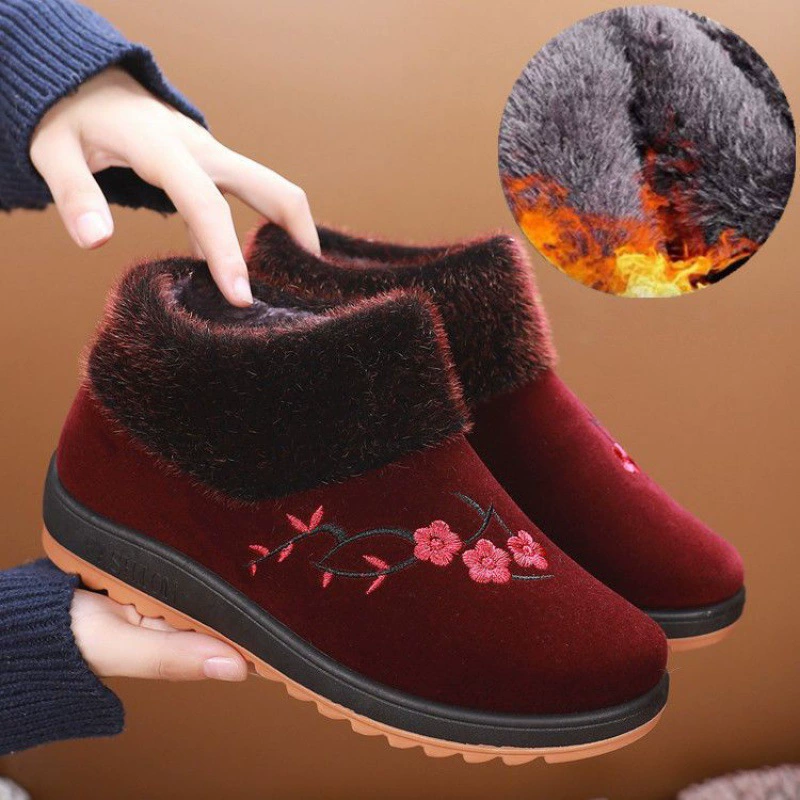 Подошва из сухожилий вола, старая Пекинская Тканевая обувь, женская обувь, зимняя хлопковая обувь для пожилых людей, женские теплые хлопковые сапоги для бабушек на флисовой подкладке, мягкая подошва, нескользящая