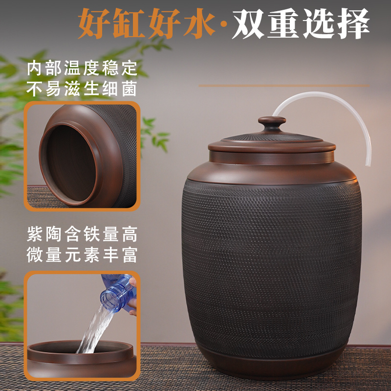 ✅ 雲南建水紫陶水タンク家庭用水貯蔵バケツ茶道水汲み浄水バケツ大型セラミックティーバケツ|undefined