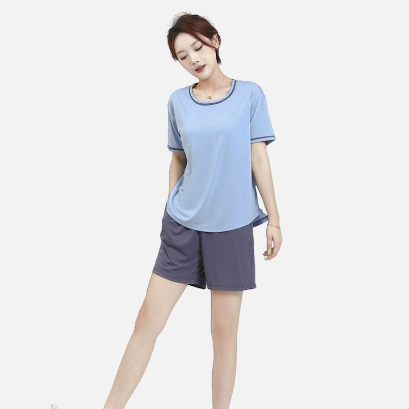 Thin set, summer silk top with cups, pijama, with short sleeve, plus size