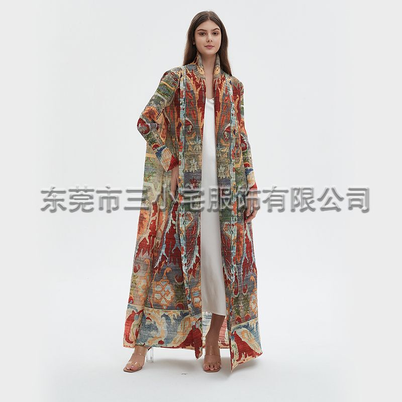 Women's Foreign Trade Trench Coat, Issey Miyake Pleated Autumn Style Trench Coat, Long-Sleeve Coat, Cape, Printed Women's Trench Coat Women's Foreign Trade Trench Coat, Issey Miyake Pleated Autumn Style Trench Coat, Long-Sleeve Coat, Cape, Printed Women's Trench Coat