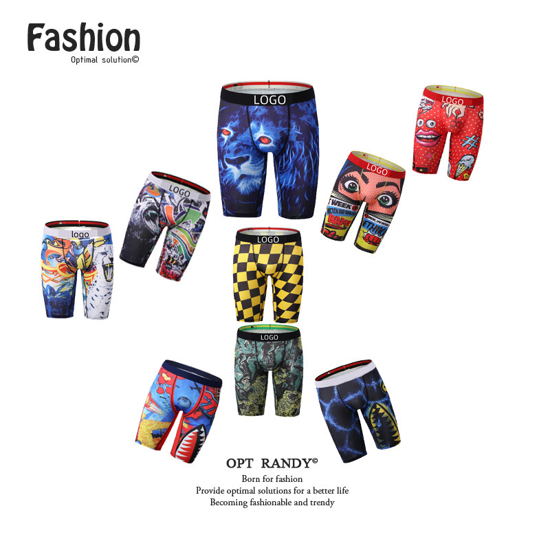 Men's Underwear Sports Extended Boxer Quick-Drying Pure Cotton Crotch Polyester Shorts Large Size Foreign Trade Wholesale Good Elasticity