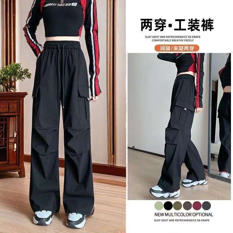 Work Pants Cosplay Outdoor High-Waisted Straight Loose Sports Slimming Black Wide-Leg Work Pants for Women New Style Work Pants Cosplay Outdoor High-Waisted Straight Loose Sports Slimming Black Wide-Leg Work Pants for Women New Style