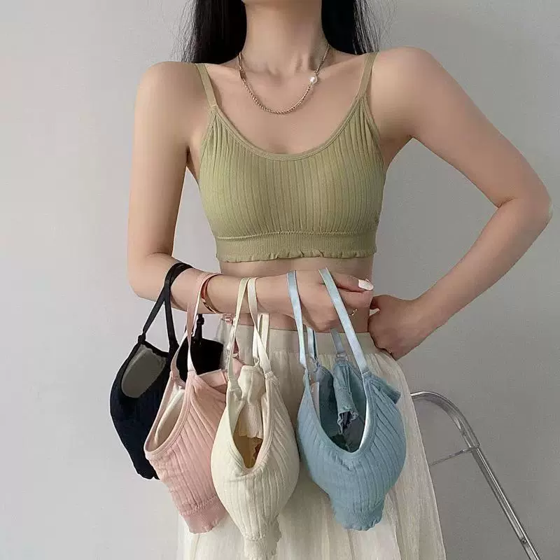 内衣女初中生高中少女青春发育期文胸背心一体美背夏薄款吊带裹胸