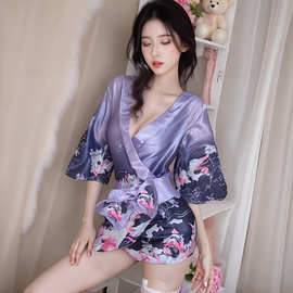 日系和服紫色爆款角色扮演cos服调情诱惑情趣内衣纯欲性感二次元