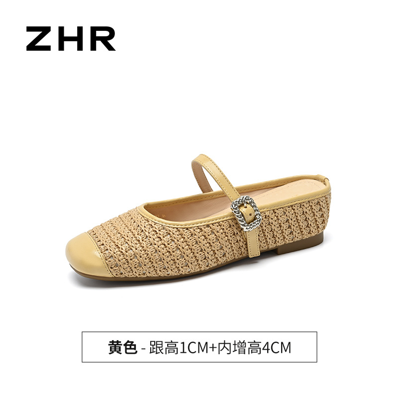 Sandal nữ hở mũi đính đá chuỗi mắt xích phong cách Pháp — MN33 màu vàng