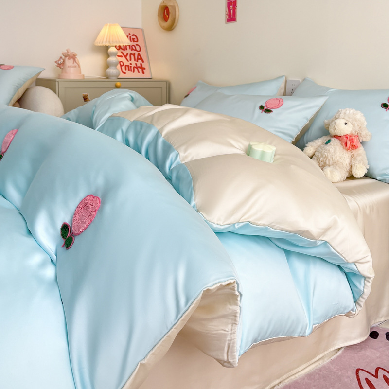 튤립블루 [입체타올자수·양면아이스실크·걱정없이 알몸으로 자다]