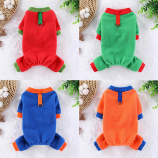 Pet Warm Windproof Fleece Four Legs Autumn and Winter Puppy Dog Cat Teddy Trackable Hoodless Clothes All-in-one Suit