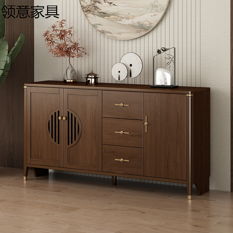 New Chinese Style Sideboard Tea Cabinet Multi-Functional Storage Cabinet Wall-Mounted Integrated Storage Cabinet Kitchen Solid Wood Tea Water