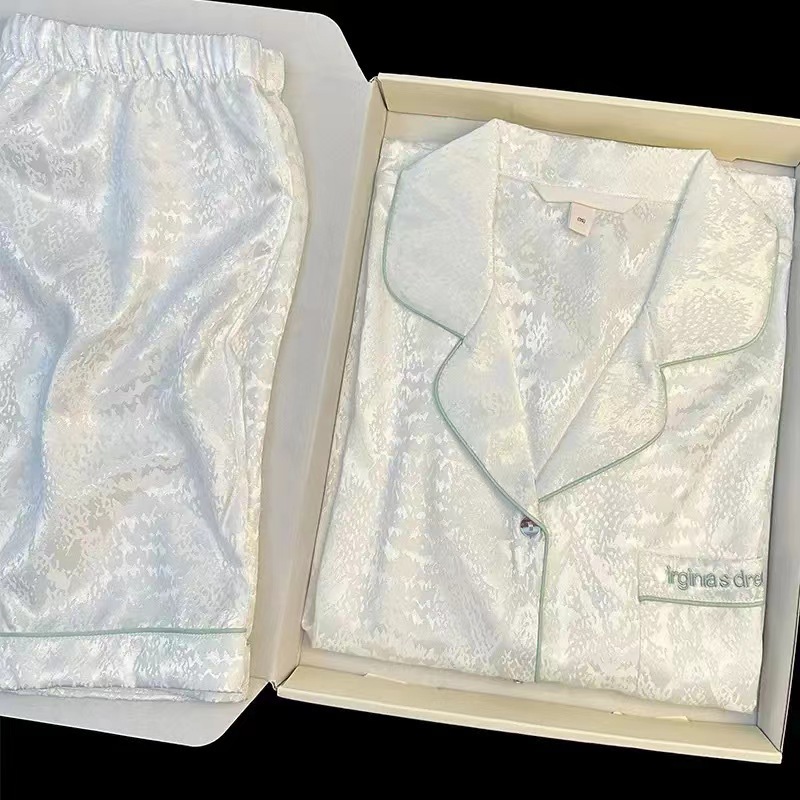 新しいパジャマの女性の夏の氷の薄い半袖ins風の高級感は女性の部屋の服のスーツを着ることができます。|undefined