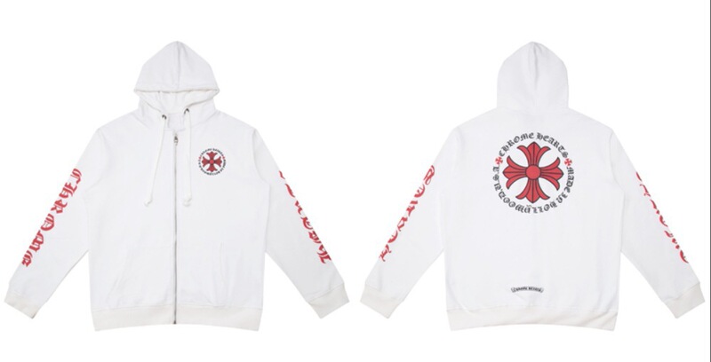 24ss年新款高品质Chrome Hearts 马蹄十字架连帽拉链卫衣工厂批发|undefined