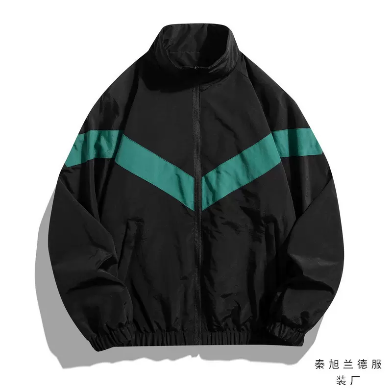 春秋季外套男青年运动上衣男休闲插色立领夹克跨境男装日常百搭男