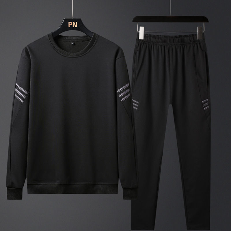 Primavera y otoño traje casual de otoño para hombres incluso camisa de cuello redondo ropa deportiva de moda de primavera y otoño abrigo de tamaño grande