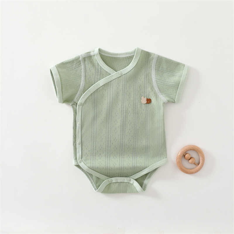 Summer Thin Baby Romper Pure Cotton Class a Short-Sleeve Newborn Jumpsuit Unisex Baby Jacquard Sleepwear