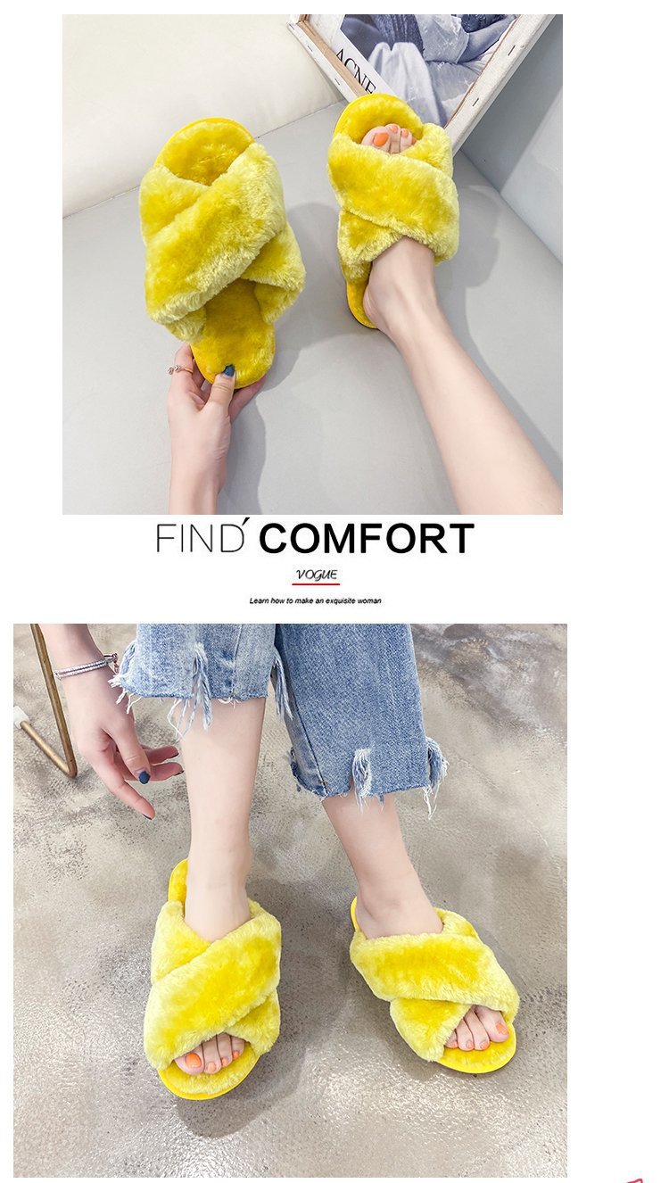 women‘s thickened cross hairy open-toed slippers nihaostyles clothing wholesale NSKJX71215