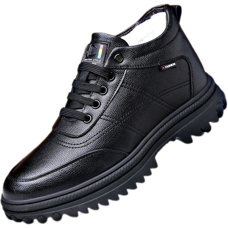 Zapatos de algodón de invierno para hombres nuevos más zapatos de herramientas cálidos gruesos de terciopelo zapatos de moda coreana zapatos de moda zapatos de algodón antideslizantes para exteriores