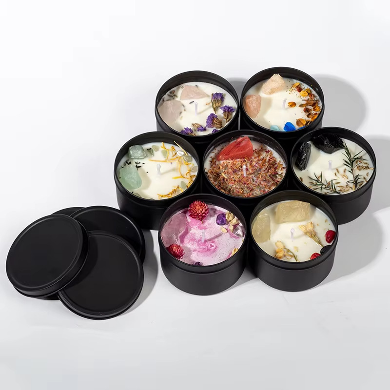 Decoración del hogar de estaño negro de cera de cera de incienso atmósfera alta perfume té cera regalo de cumpleaños transfronterizo