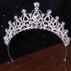 新娘紅色皇冠頭飾發冠發箍頭箍 簡約歐美百搭皇冠新娘頭飾批發