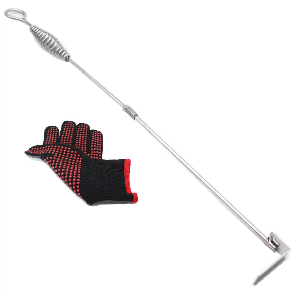 不锈钢碳推BBQ TOOLS Ash Rake木炭灰烬花园烤架清洁工具烤炉配件