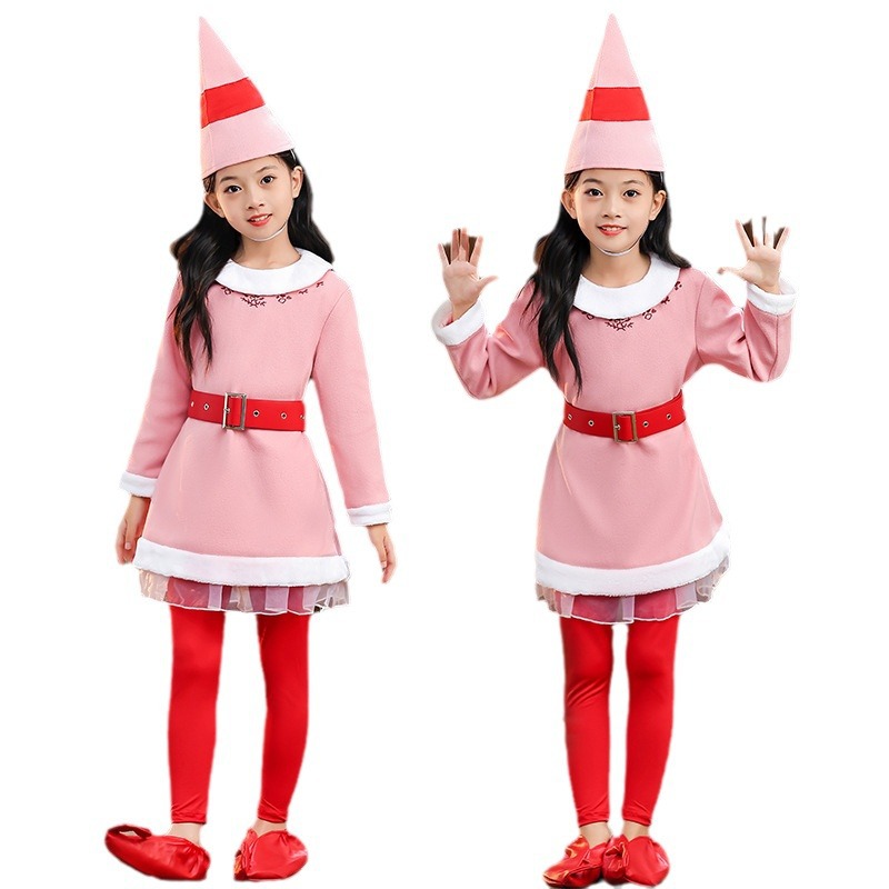 2023 nuevos niños de la Navidad ropa princesa vestido Otoño e Invierno manga larga engrosada elfo rendimiento los hombres